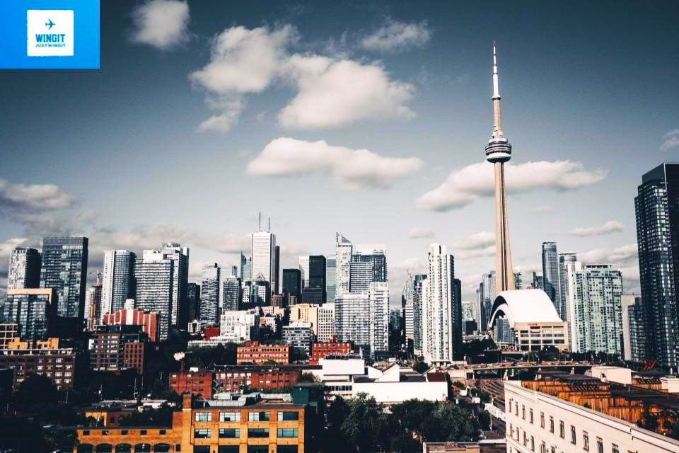 Muted colored version of the Toronto city skyline.