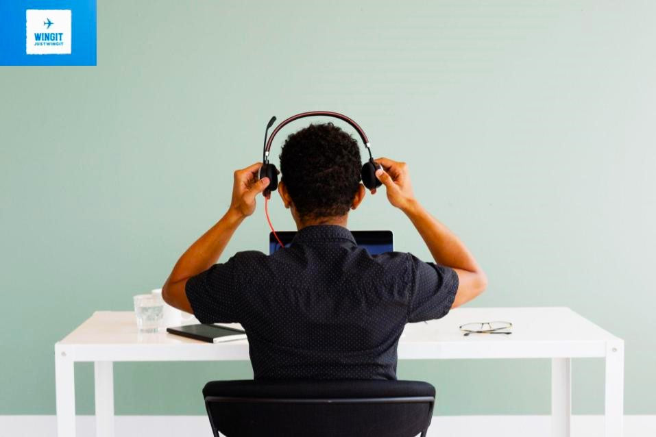 Modern workspace where an employee is set up to answer every client call.